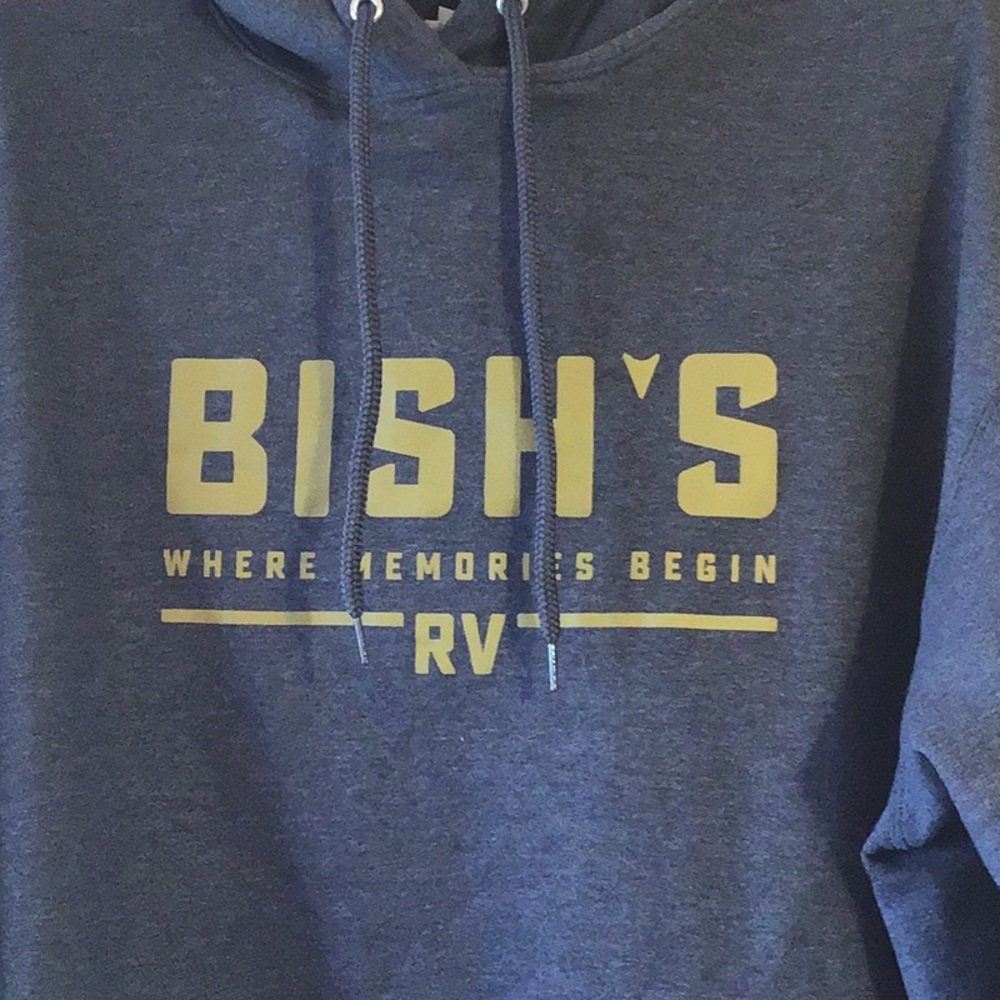 Port & Company Gray Sweatshirt Hoodie “Bish’s Where Memories Begin Rv” Size Xl View 2